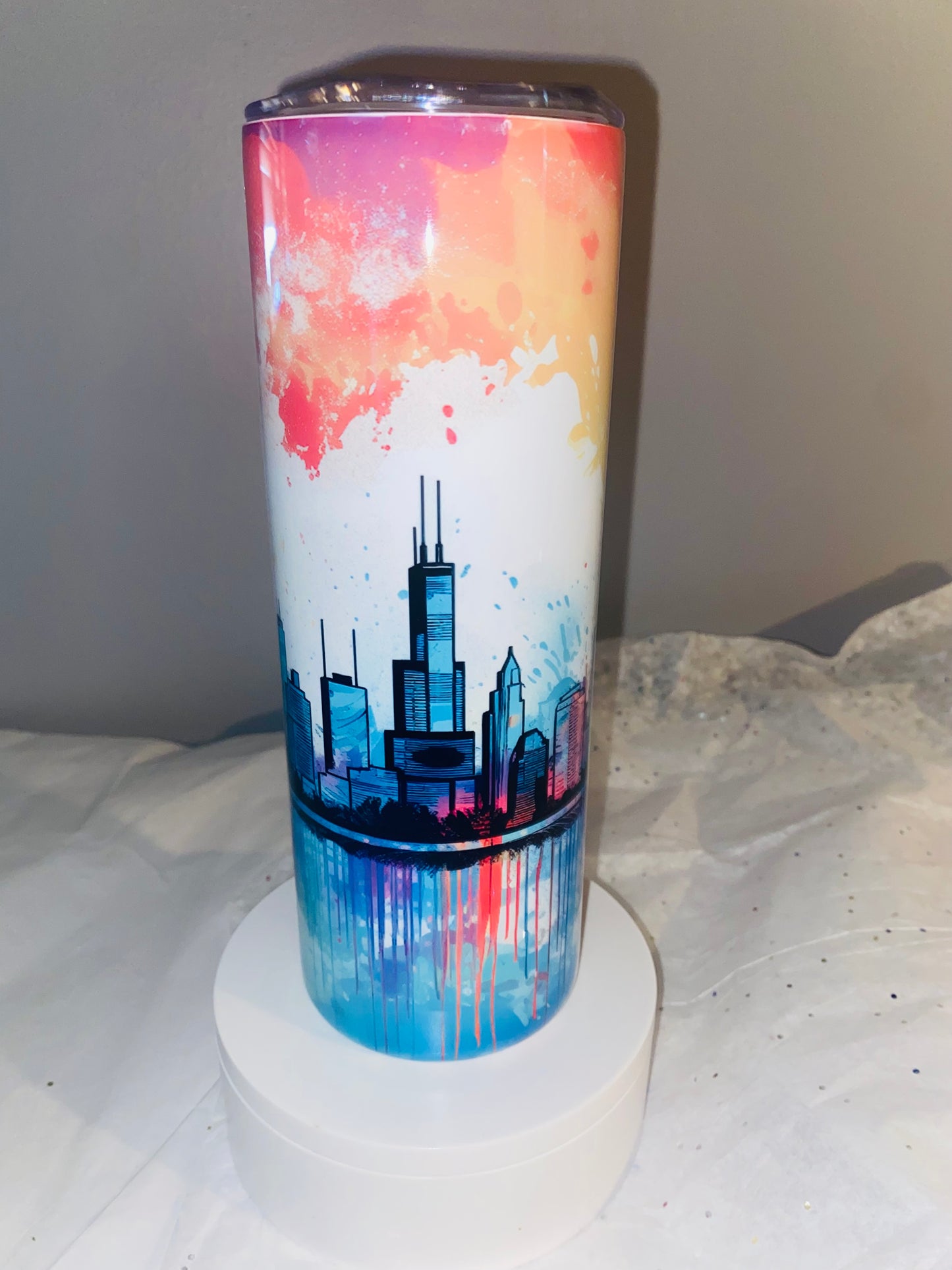 Creative Tumblers ~ Chi Town Skyline Drip 20 Oz