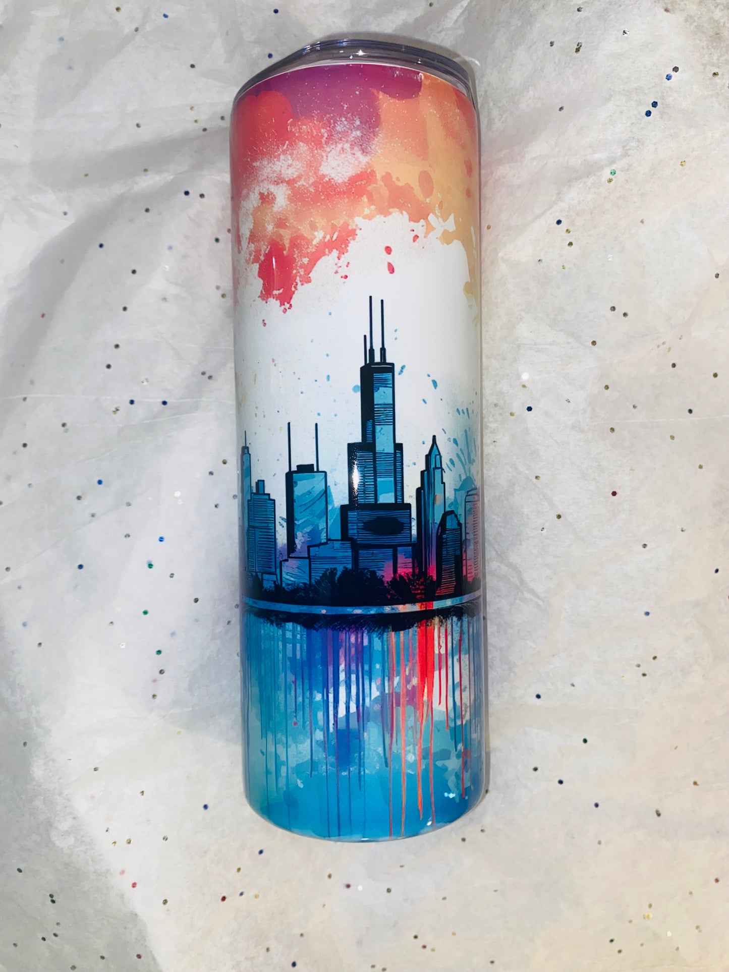 Creative Tumblers ~ Chi Town Skyline Drip 20 Oz