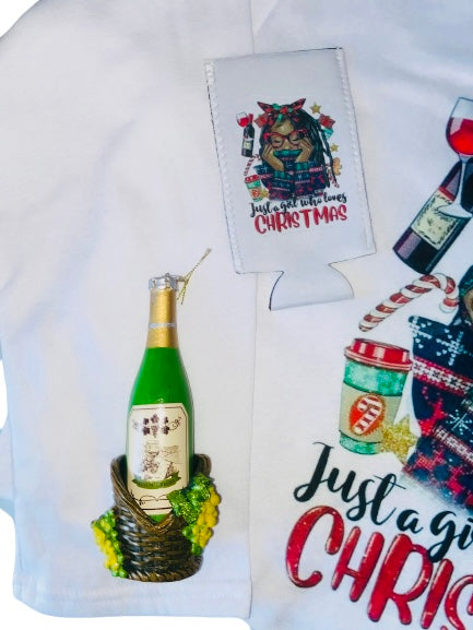 Christmas Basket ~ Just A Girl Who Loves Christmas Ladies Hoodie Bundle