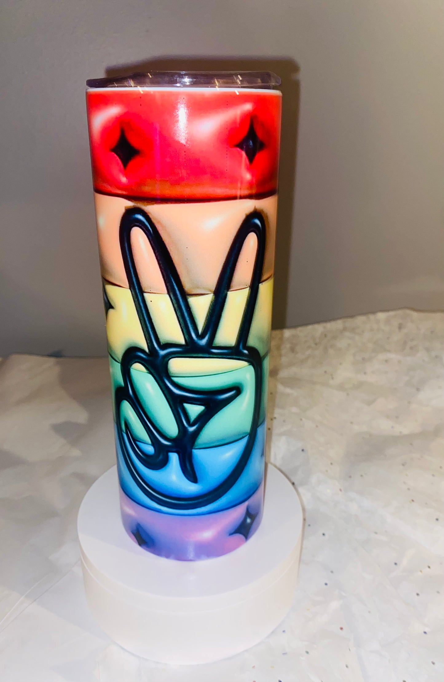 Creative Tumblers ~ 3D Rainbow Peace 20 Oz.