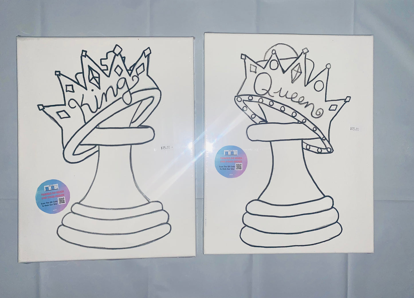 Couples Canvas Set ~ King & Queen Chess Pieces
