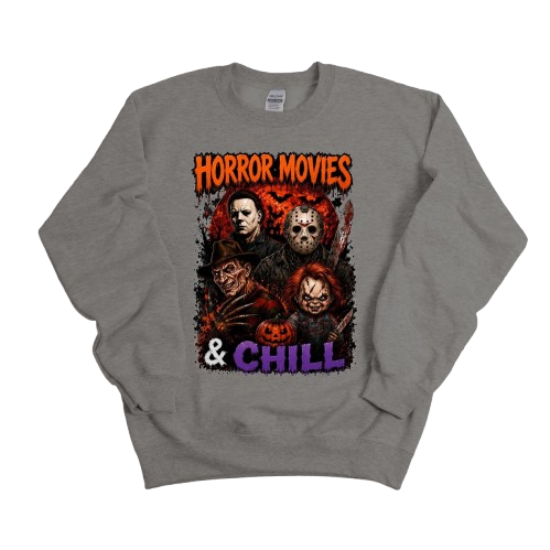 Sweatshirt Season ~ Horror Movies & Chill Crewneck Unisex