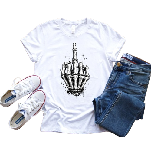 Scary Tee ~ Middle Finger Bones .....