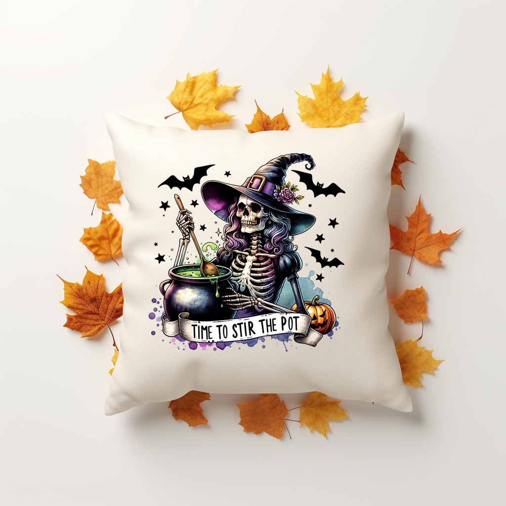 Throw Pillow ~ Halloween Time To Stir The Pot