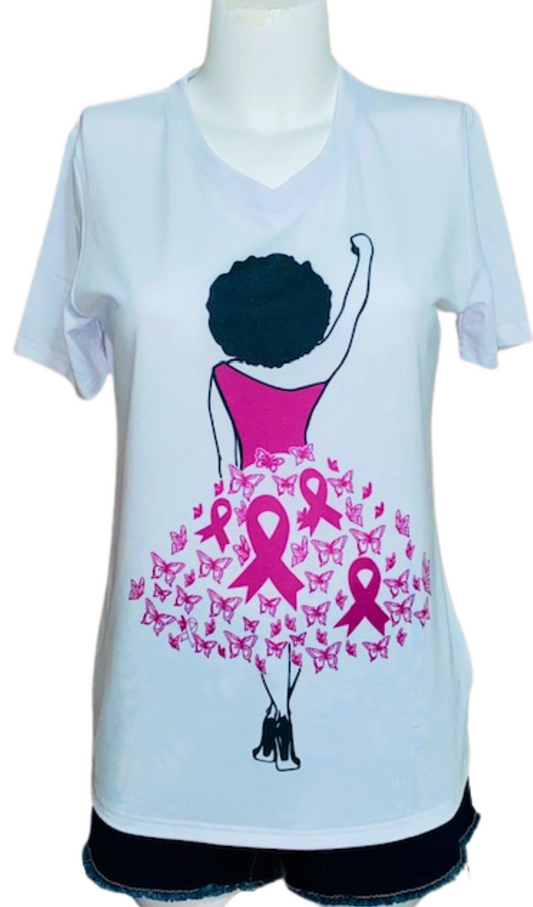 Breast Cancer Awareness Tee ~ Diva Breast Cancer Fighter Fist Up