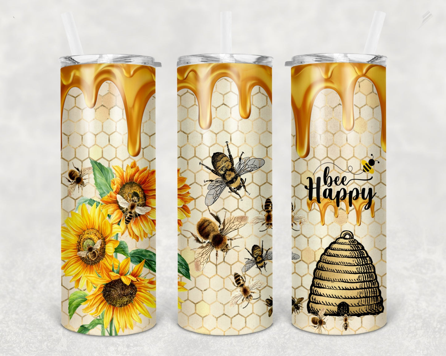Creative Tumblers ~ Bee Happy Honey Comb