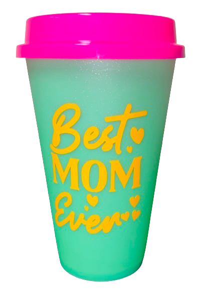 Drinkware ~ Best Mom Ever (Green/Pink) Color Changing Cup