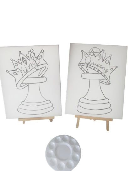 Couples Canvas Set ~ King & Queen Chess Pieces