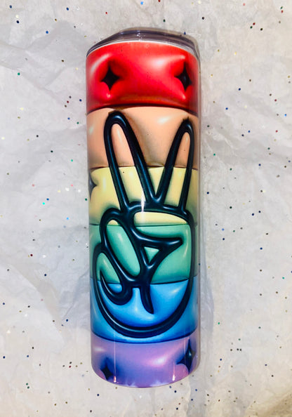 Creative Tumblers ~ 3D Rainbow Peace 20 Oz.