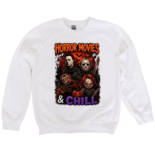 Sweatshirt Season ~ Horror Movies & Chill Crewneck Unisex