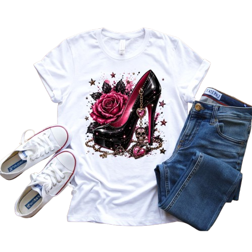 Scary Tee ~ Pink Rose Heel .....