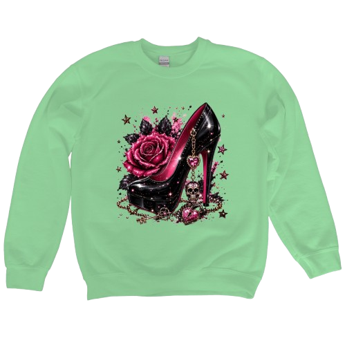 Sweatshirt Season ~ Pink Rose Heel Crewneck Unisex