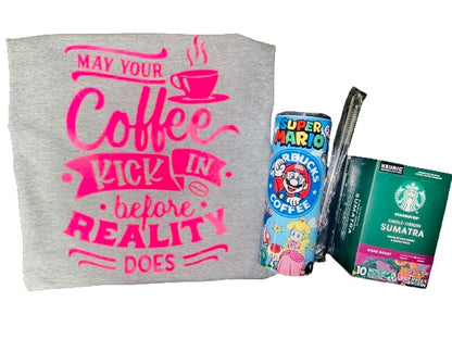 Momlife Gift Ideas ~ May Your Coffee Kick In Before Reality Does Gift Basket