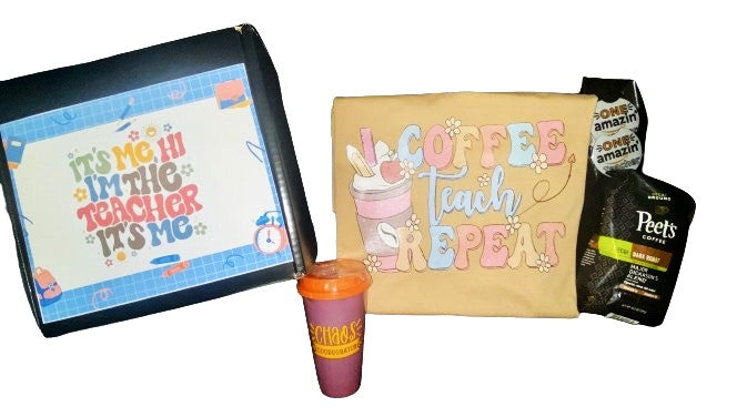 Teacherlife Gift Ideas ~ Coffee, Teach, Repeat Unisex Tee Gift Box