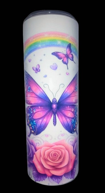 Canvas & Tumbler ~ Rainbow Butterfly "Sip Bundle"
