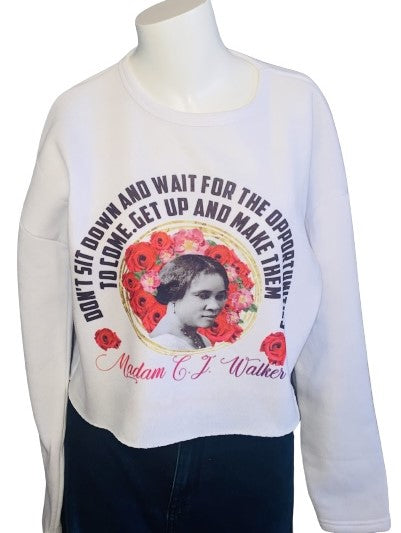 Melanin Magic ~Madam CJ Walker Inspired Don't Sit Down & Wait Cropped Sweatshirt