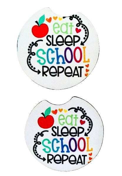 School Life ~ Eat, Sleep, School Repeat Car Coaster