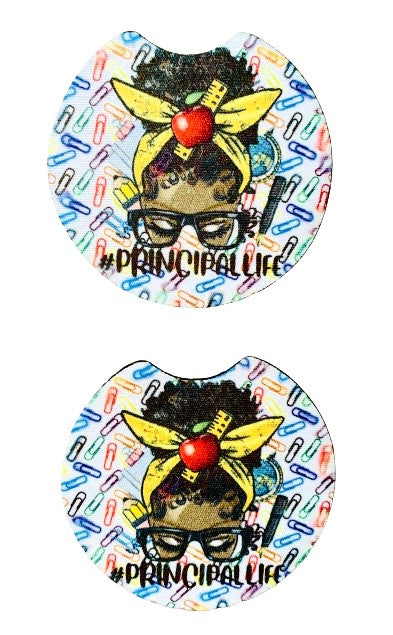 School Life ~ Melanin Principal Life Car Coaster