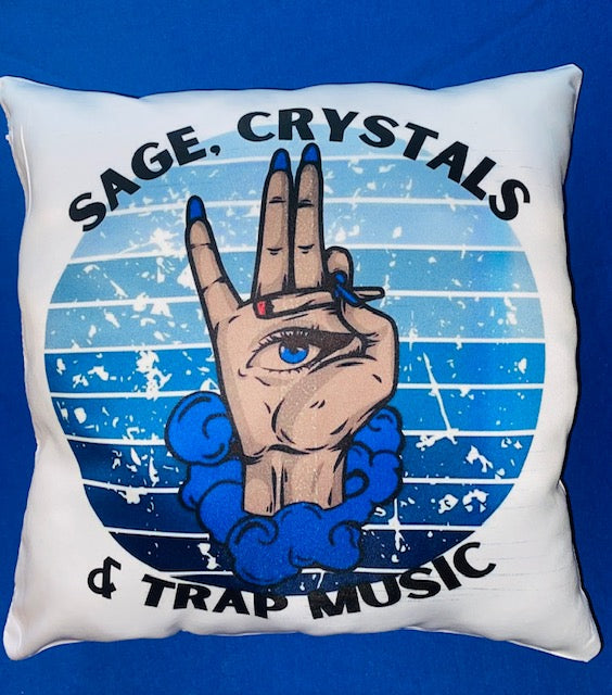 Throw Pillow ~ Crystals & Trap Music, My Crystal Ball Says