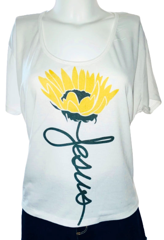 Ladies Tee ~ Jesus Sunflower