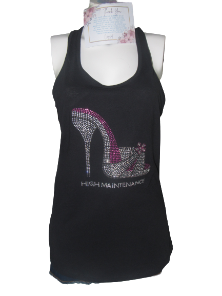 Rhinestone Tank ~ High Maintenance Pink Heel