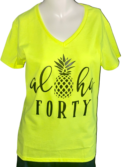 Birthday Tee ~ Aloha 40 Ladies V Neck