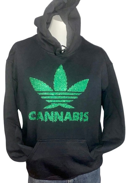 420 Hoodie ~ Cannabis Glitter Drip