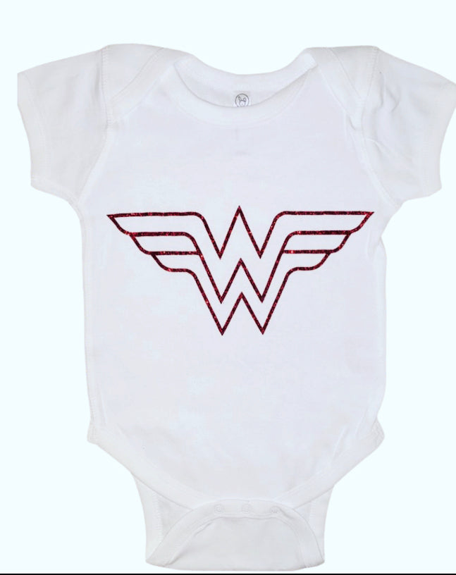 Mini Me Baby Gear ~ Wonder Woman Glitter Baby Tee